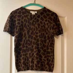 Leopard Print Short Sleeve Sweater